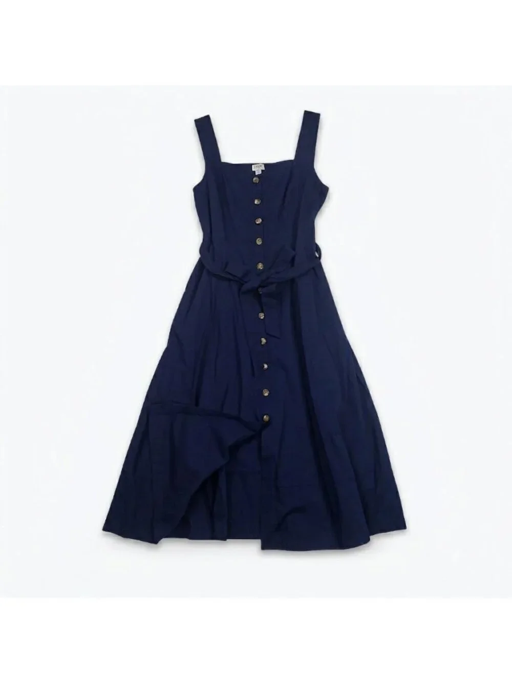 J.Crew Factory Button-Front Belted Midi Dress Antique Navy Women’s Size 10 - Picture 16 of 16